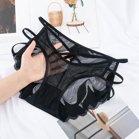 kpoplk Womens Underwear Lace Panties for Women Hipster Sexy Briefs Low Waist Thong Ladies Underpants L Grey