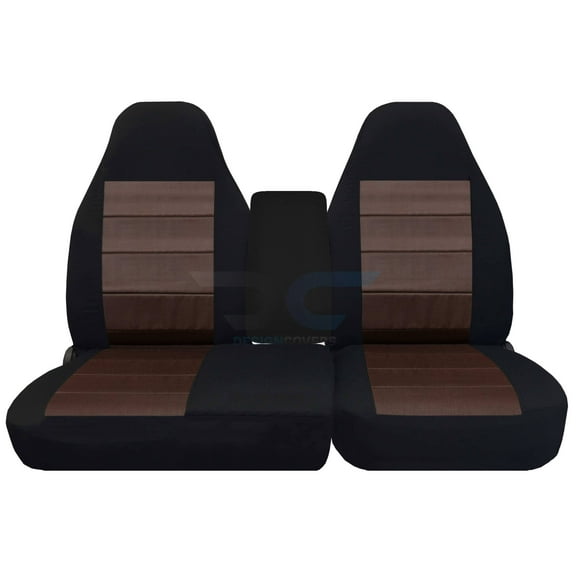 Fits 1997-2000 Ford F-150 Velour Seat Covers 40/60 Bench Molded Headrests 1 Cup Holder:Blk Brown