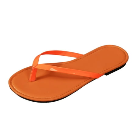 

Gzea Travel Slippers For Women s Summer Fashion Clip Toe Solid Color Flip Flops Out Beach Slippers Orange 42