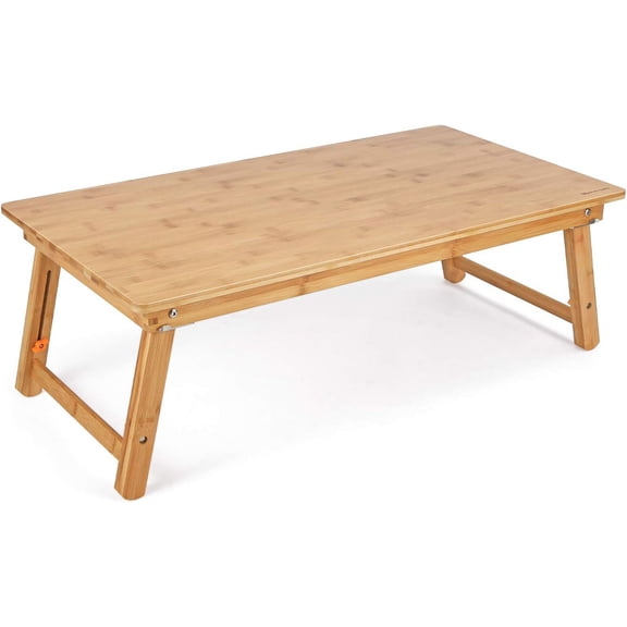 Foldable Laptop Desk, 25.6 Inch Bed Tray Table, Black Walnut