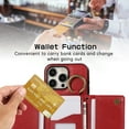 thumbnail image 6 of Crossbody Wallet Case for iPhone 11 with Lanyard Strap Card Slot Holder RFID Blocking 360° Ring Kickstand,Magnetic Flip Folio Zipper Purse Case, PU Leather Cover Handbag,Red, 6 of 10