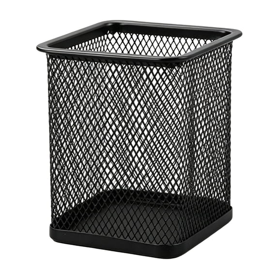 Square Mesh Pen Cup, Cosmug Multi-Function Stationery Caddy, Desktop Writing Tool Tray, for Pen Storage, Office Sorting and Desk Stationery Placement, Black