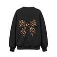 thumbnail image 4 of Fall Hoodless Sweatshirts for Girl Loose Leopard Bow Printed Long Sleeve Crew Neck Solid Color Fashion Casual Pullover Tops Black 01 11-12 Years, 4 of 7