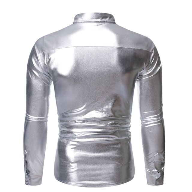 CEHVOM Chemise de Danse Décontractée à Paillettes avec Col Automnal pour Hommes