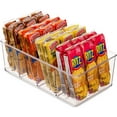 thumbnail image 4 of Set Of 4 Plastic Food Storage Organizer Bins - Divided Compartment Holder for Snacks, Packets, Pouches Stackable Fridge Organizers for Freezer, Kitchen, Cabinets - Clear Plastic Pantry Storage Rack, 4 of 9
