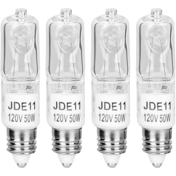 SHIQI-JD E11 120V 50 Watt Halogen Bulbs,Mini Candelabra Bulbs for House Lighting Fixtures,Ceiling Lamps,Table Lamps,Cabinet Lighting(4 Pack)