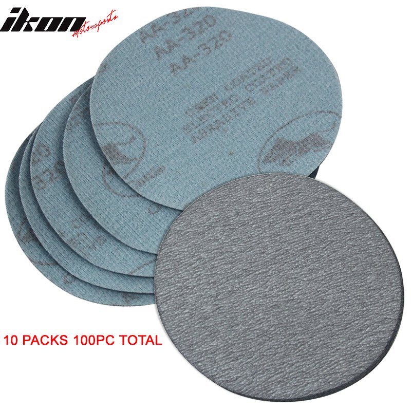 100PC 5Inch 127mm 320 Grit Auto Sanding Disc No Hole Sandpaper Sheets