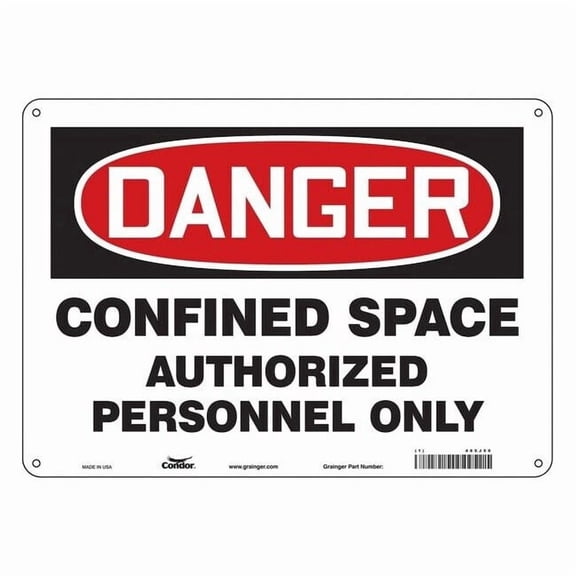 Safety Sign, 10 in Height, 14 in Width, Aluminum, Horizontal Rectangle, English, 465J50