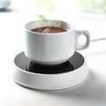 thumbnail image 1 of White Coffee Cup Warmer, Cup Thermostatic Mat, With Indicator Lights ABS+Toughened Glass For Office Home Desk Use EU Plug 220V, 1 of 8