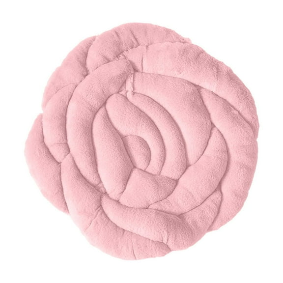 Btomtd Winter Thickened Plush Rose Shape Seat Cushion Soft Chair Mat for Dining Chair Tatami Mat and Floor Mat - 17.71x17.71 inch, Pink
