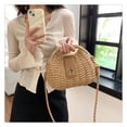 thumbnail image 3 of Bolso de hombro para mujer, bolso de paja, bolso cruzado de tejido de verano, bolso de playa (caqui), 3 of 7