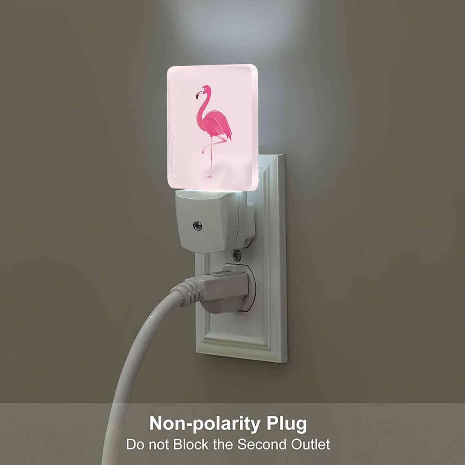 RGHJAR-LED Night Light,Romantic Pink Flamingo LED Night Light Plug into Wall with Dusk to Dawn Light Sensor White Energy Efficient Nightlight for Bedroom Bathroom Hallway Living Room Kitchen
