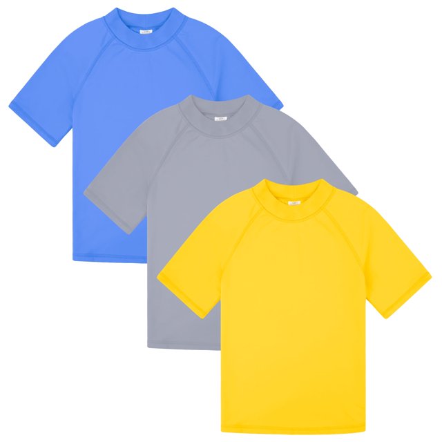 BIG ELEPHANT 3 Pack Kids Short Sleeve Rash Guard Shirt UPF 50+ Protection Swimwear Quick Dry Swim Tee Youth Rashguard