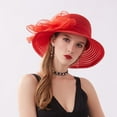 thumbnail image 2 of GROFRY Women Church Cap Bow Wide Brim Summer Foldable Bowknot Hat for Party, 2 of 8