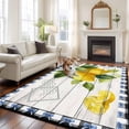 thumbnail image 2 of Large Area Rugs for Living Room Bedroom, Yellow Lemon 6'x9' Rug Washable Carpet Runner Indoor Outdoor, Wooden Summer Botanical Black White Checkered Non Slip Floor Mats Rug for Kitchen, Playroom, 2 of 8