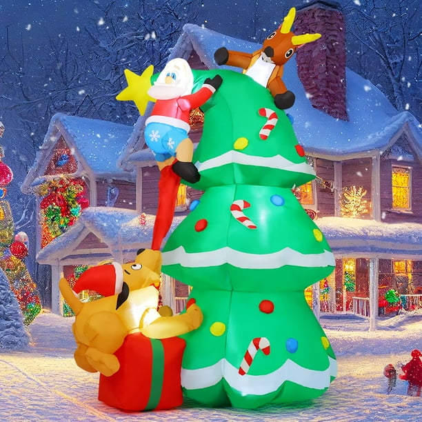 Perro inflable navideño COMIN Papá Noel con forma de reno, 2,2 m