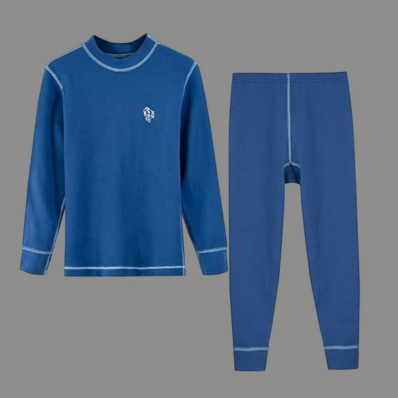 BRGZLK Cotton Underwear Set For Kids Fall Fashion Solid Color Mock Neck Soft Comfortable Warm Base Layer Clothes and Pants 2 Piece Pj Sets Navy 2-3 Years