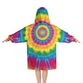 thumbnail image 2 of Yellow Tie Dye Spiral Pattern Blanket Hoodies for Kids 6-13YR Oversize Wearable Blanket Hoodies for Boys Girls Teens, 2 of 7