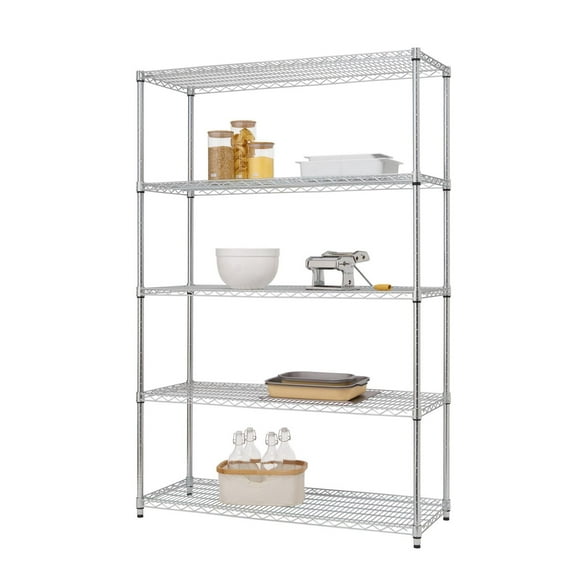 TRINITY Ecostorage 5-Tier Wire Shelving Rack | 48" X 18" X 72" | Nsf | Chrome