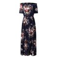 thumbnail image 3 of Lenago Women's Plus Size One Shoulder Smocked Cinch Waist Short Sleeve Floral Print Wrap Dress, 3 of 4