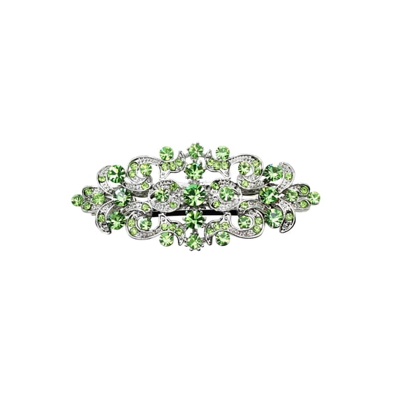 Faship Gorgeous Peridot Green Rhinestone Crystal Floral Pasador de pelo Clip
