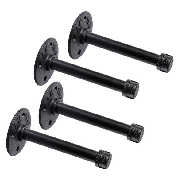 1/2" Industrial Black Iron Pipe Shelf Brackets, Rustic Wall Mounted DIY Shelving Brackets Hanging Custom Pipe Brackets for Floating Shelves (4, 6")