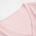 thumbnail image 4 of EchfiProm Fall Tops for Women Pink Ribbed Long Sleeve Relaxed Fit V-Neck Womens Cardigan, 4 of 6