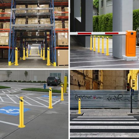 Bollard Post(36''*4.5''), Safety Bollards, Steel Bollard, Reflective Powder Coated Parking Bollard, Parking Post Bollards for Traffic-Sensitive Area, Garage or Parking Lot,2pcs