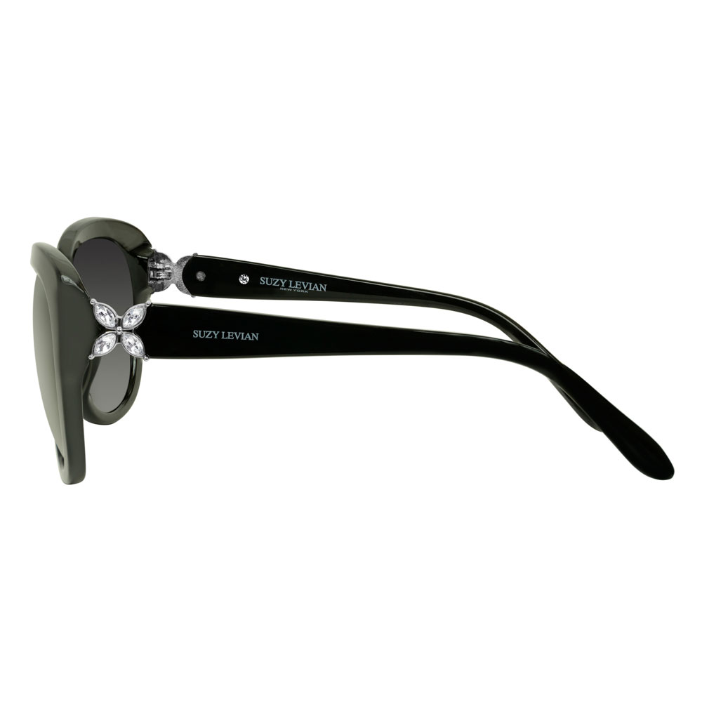 Women's Black Cat-Eye Rhinestone Flower Polarized Sunglasses - image 3 of 3