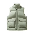 thumbnail image 2 of Dwelliawo Puffer Vest Men Thick Jacket Winter Warm Puffer Vests Casual Lightweight Quilted Coat Outdoor Travel Stand-Up Collar Coats Mint Green L, 2 of 4