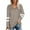 Khaki, variant on Otvok Womens Tops Casual V-Neck Long Sleeve Patchwork Loose Shirt Blouse