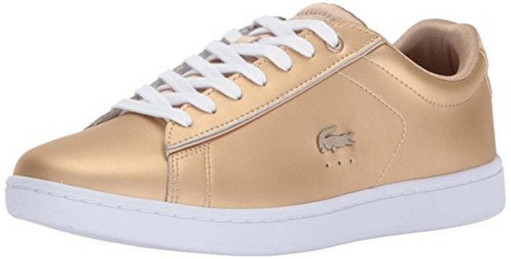 Lacoste Children Carnaby EVO Trainers White Gold Girls Leather Finish Shoes 