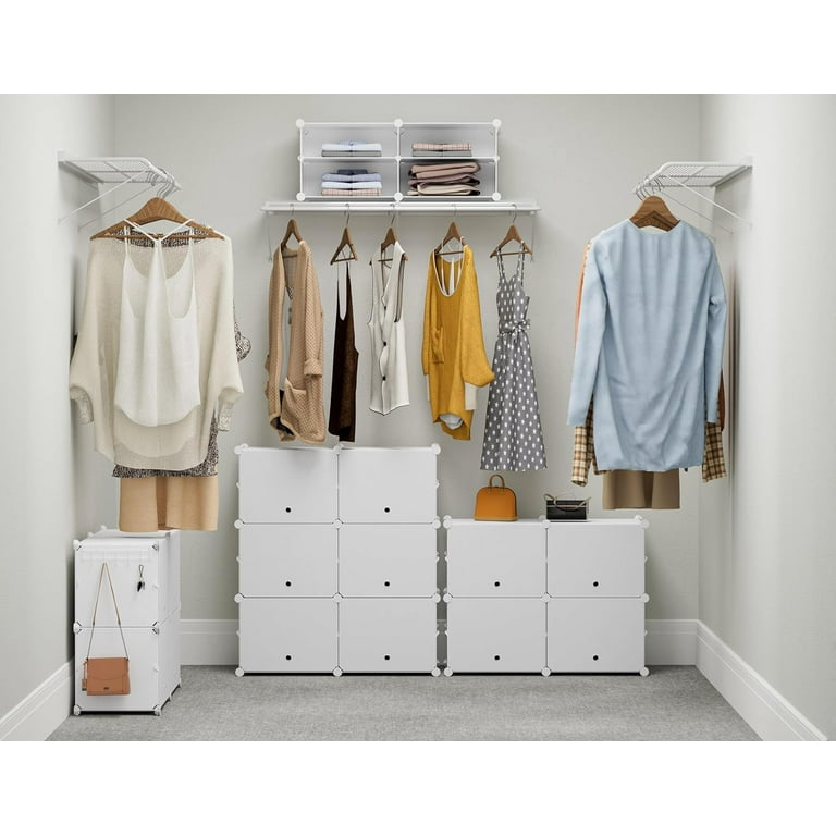 HOMIDEC Closet Organizer, 12-Cube Closet Organizers and Storage, Portable  Closet Shelves, Clothing Storage (White)