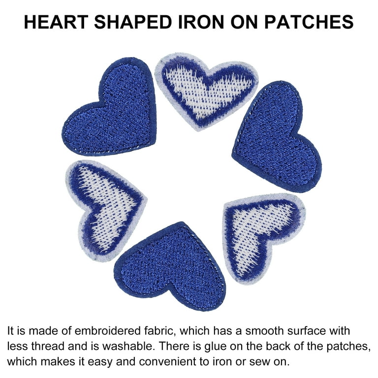 Lystaii 24pcs Heart Patch Iron on Patches Fabric Cute Heart Iron-on Sew-on  Patches Embroidered Applique Decoration Patches Assorted Size Custom for