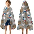 thumbnail image 3 of Baseball Items Pattern Hooded Bath Towel，50"x30" for Ages 3 To 12 Kids, Quick Dry Lightweight Soft Microfiber Hood Beach Towel Cover Up for Kids, 3 of 7