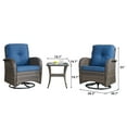 thumbnail image 5 of Gymojoy  Outdoor 3-piece Rattan Wicker Rocking Swivel Chair Set Mix Brown Rattan - Blue, 5 of 5