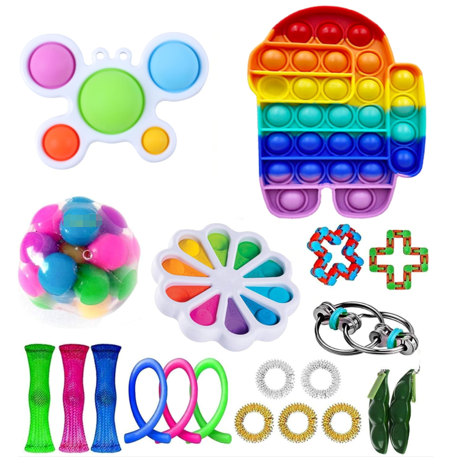 Simple Dimple Sensory Fidget Toys Set, Stress Relief Push Pull Sensory