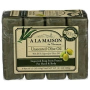 A La Maison De Provence Unsc ented Olive O il Hand and Body Bar So ap, 3.5 Ounce - 4 count per pack -- 1 each.
