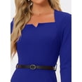 thumbnail image 5 of INSPIRE CHIC Elegant Office Dress for Women's Sweetheart Neck Belted Bodycon Pencil Dress L Royal Blue, 5 of 6
