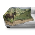 thumbnail image 3 of Donkey Soft Flannel Fleece Throw Blanket, Animal Nature Hills in Rural Colombia Mountains Landscape Illustration, Cozy Plush for Indoor and Outdoor Use, 70" x 90", Multicolor, by Ambesonne, 3 of 6
