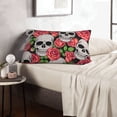 thumbnail image 6 of Lsque Skull and Roses Pattern Pillow Case – Soft & Cozy Throw Pillow Cover, Hypoallergenic Cushion Case for Sleeping Women with Envelope Closure-16"x24", 6 of 6