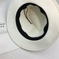 thumbnail image 3 of yunLXY Summer Caps White hat Women Wide Brim Straw Panama Roll up Hat Beach Sun Hat One Size 1PC, 3 of 5