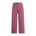 thumbnail image 5 of Jacenvly New Yoga Pants Women Plus Size Solid Casual Full Length Pants Soft Comfort High Waisted Elastic Waist Drawstring Pocket Sweatpants for Women Linen Pants Women Pink Xxxl, 5 of 10