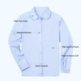 LittleSpring Girls' Peter Pan Collar Button-Down Shirt - Long Sleeve Casual Blouse