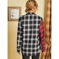 thumbnail image 3 of Women's Plaid Long Sleeve Button Down Wool Blend Shirt Jacket Blouse, 3 of 7