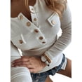 thumbnail image 1 of Frontwalk Women Knitted Top Ribbed Knit Jumper Tops Solid Color Pullover Weekend Comfy Tunic Blouse Pocket White M, 1 of 3