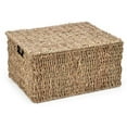 thumbnail image 1 of Trademark Innovations Rectangular Seagrass Baskets Lids (Set of 3), Brown, 1 of 3
