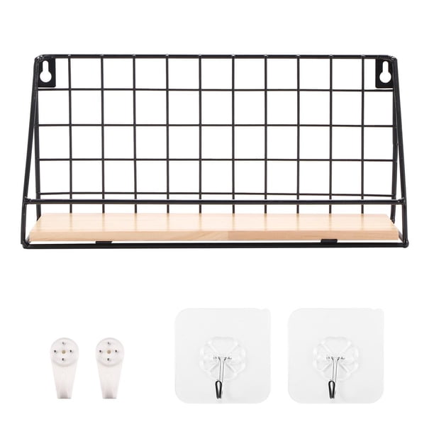 Yuarrent Estante de pared sin agujeros Estante de almacenamiento retro Estantes flotantes montados en la pared Estante de metal rústico Almacenamiento y organización del hogar No. 4 Yuarrent HA025229-04