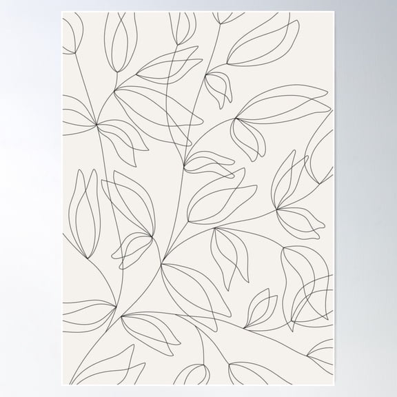Black Line Flowers Poster Wall Art, Modern Wall Decor For Living Room Bedroom, 8x12 UNFRAMED