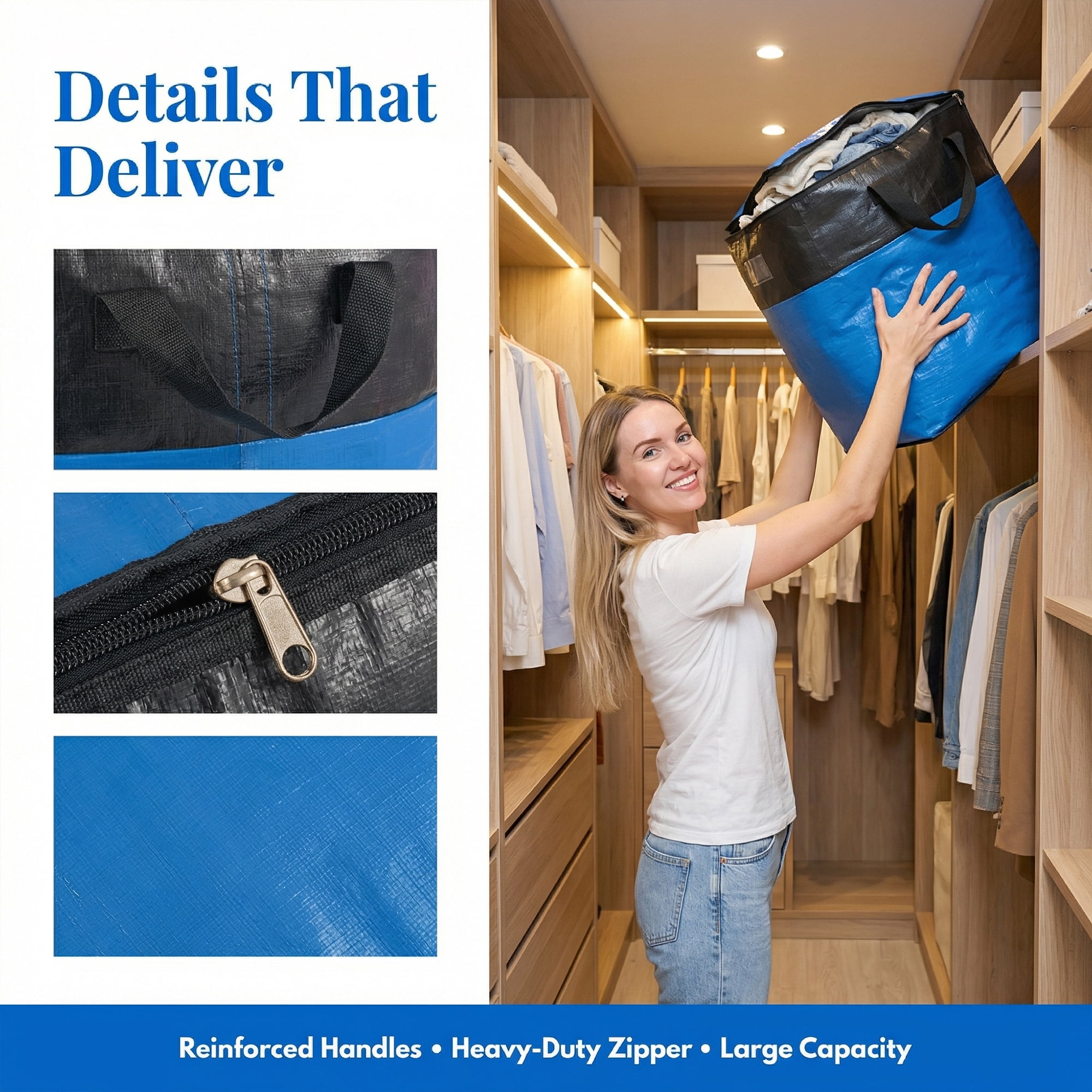 Unique Bargains Storage Bags for Organizing Closet Organizers Blue 15.7"x19.7"x22"